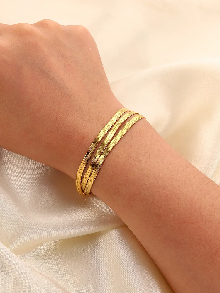 Tara 3-Double Snake Chain Bracelet Gold