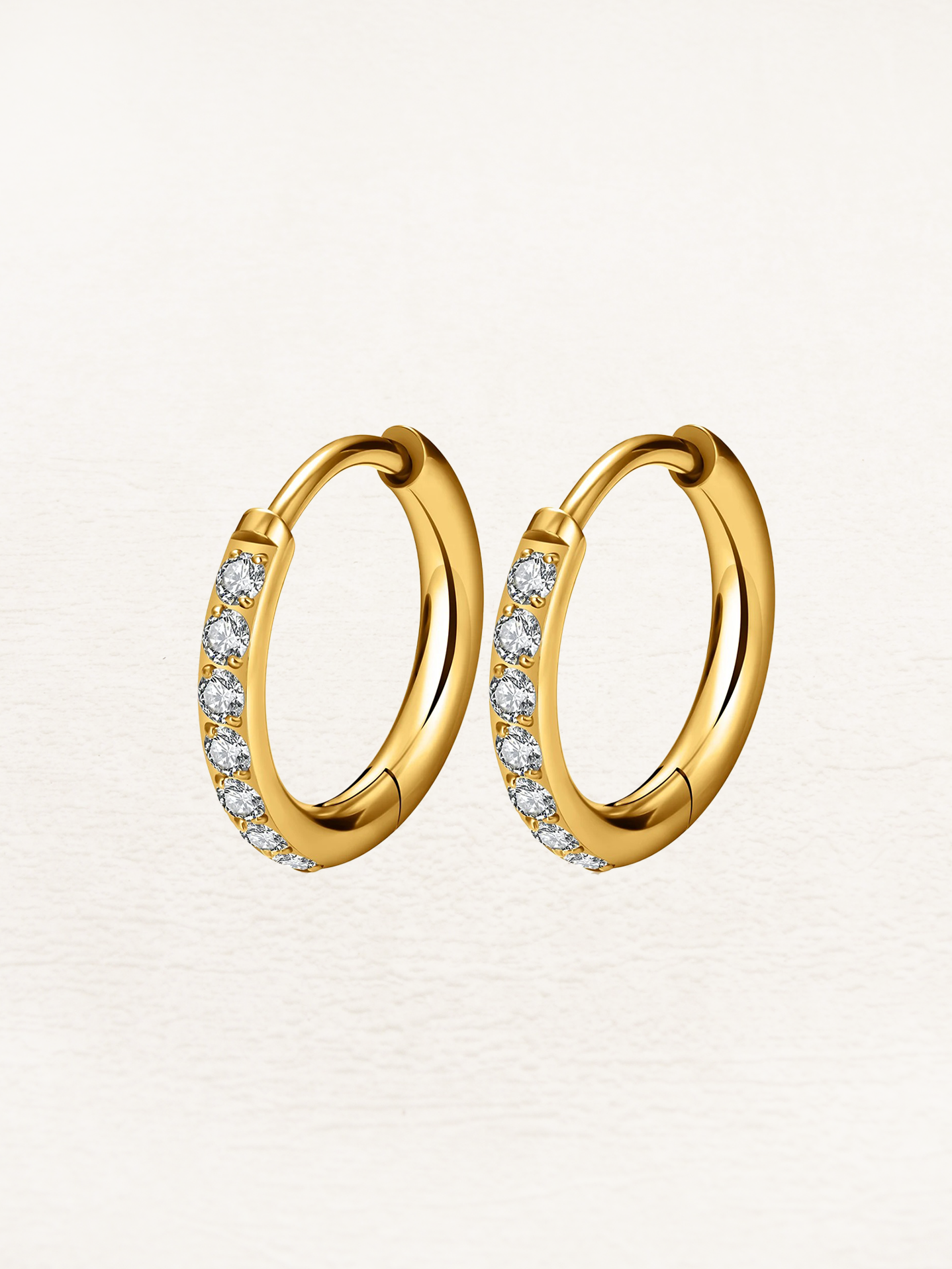 June Basic Zirconia Huggie Hoops Gold