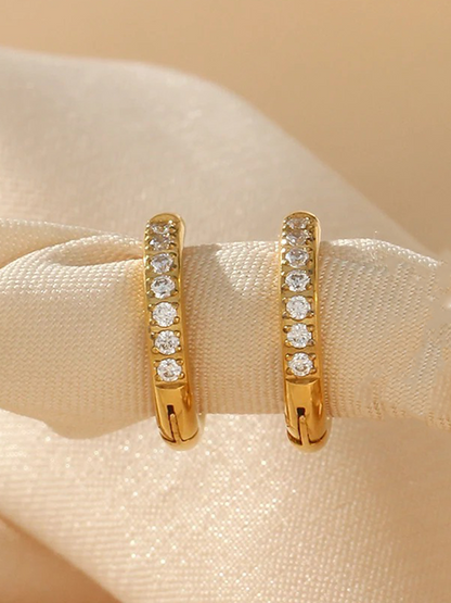 June Basic Zirconia Huggie Hoops Gold