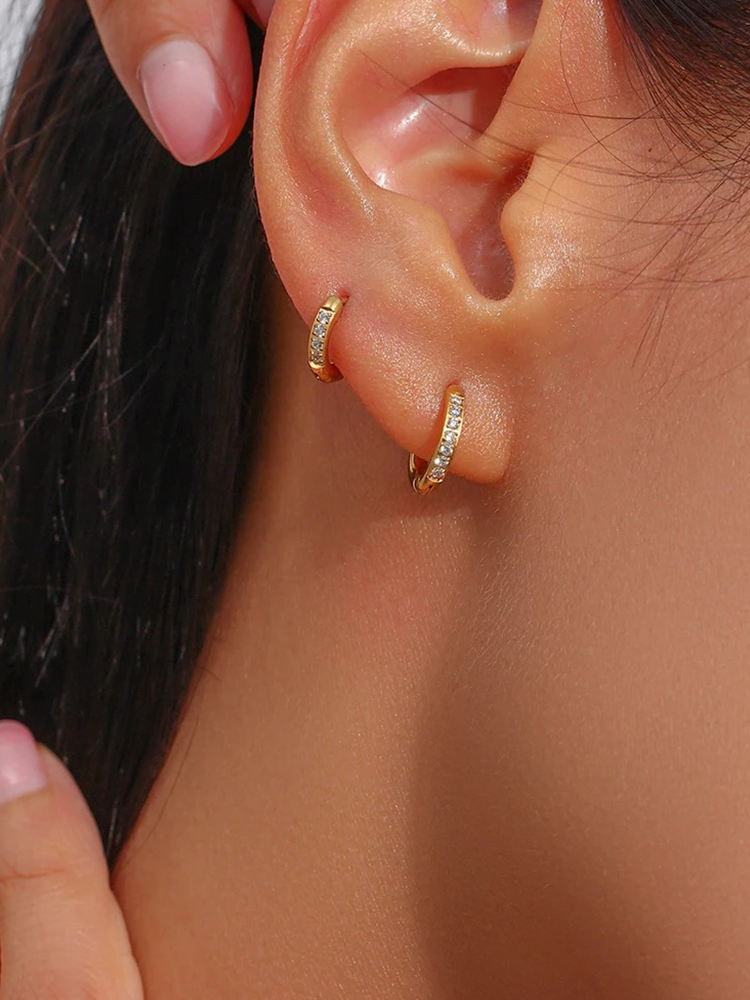 June Basic Zirconia Huggie Hoops Gold