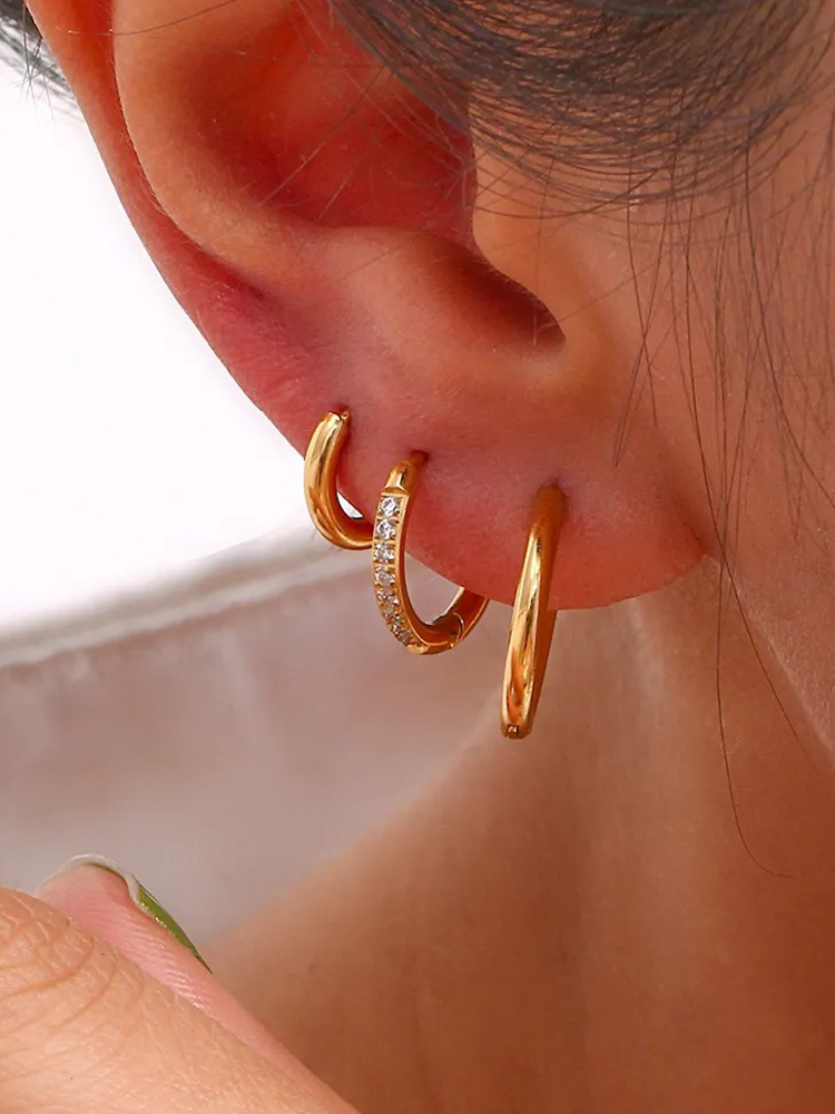 June Basic Zirconia Huggie Hoops Gold