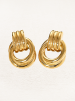 Virelle | Golden Twisted Statement Earrings - Set of 2
