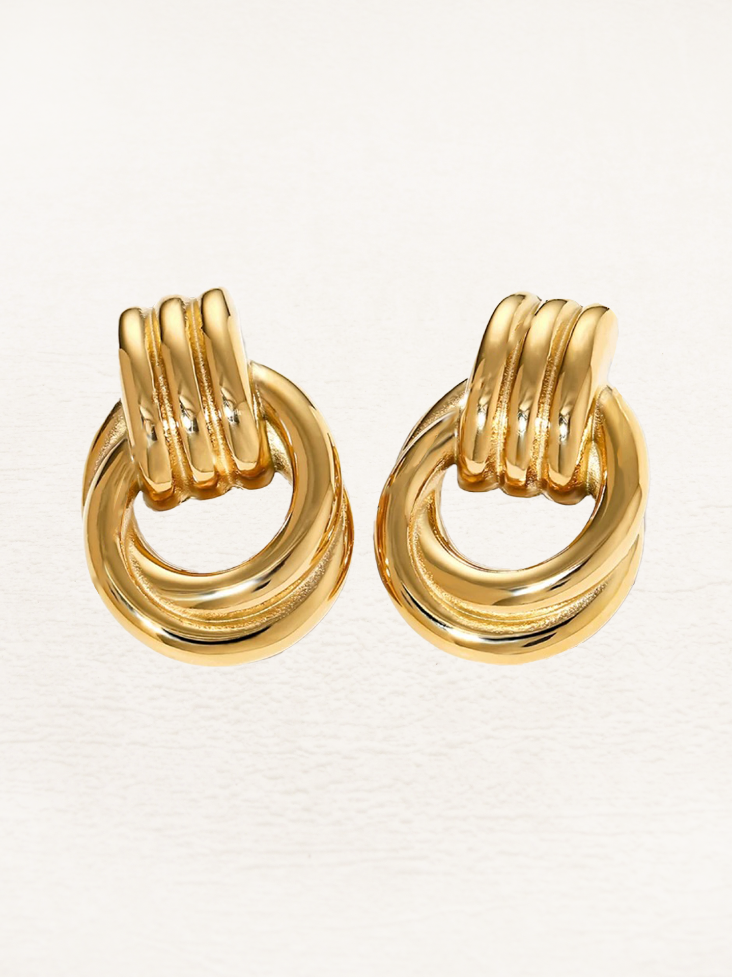 Virelle | Golden Twisted Statement Earrings - Set of 2