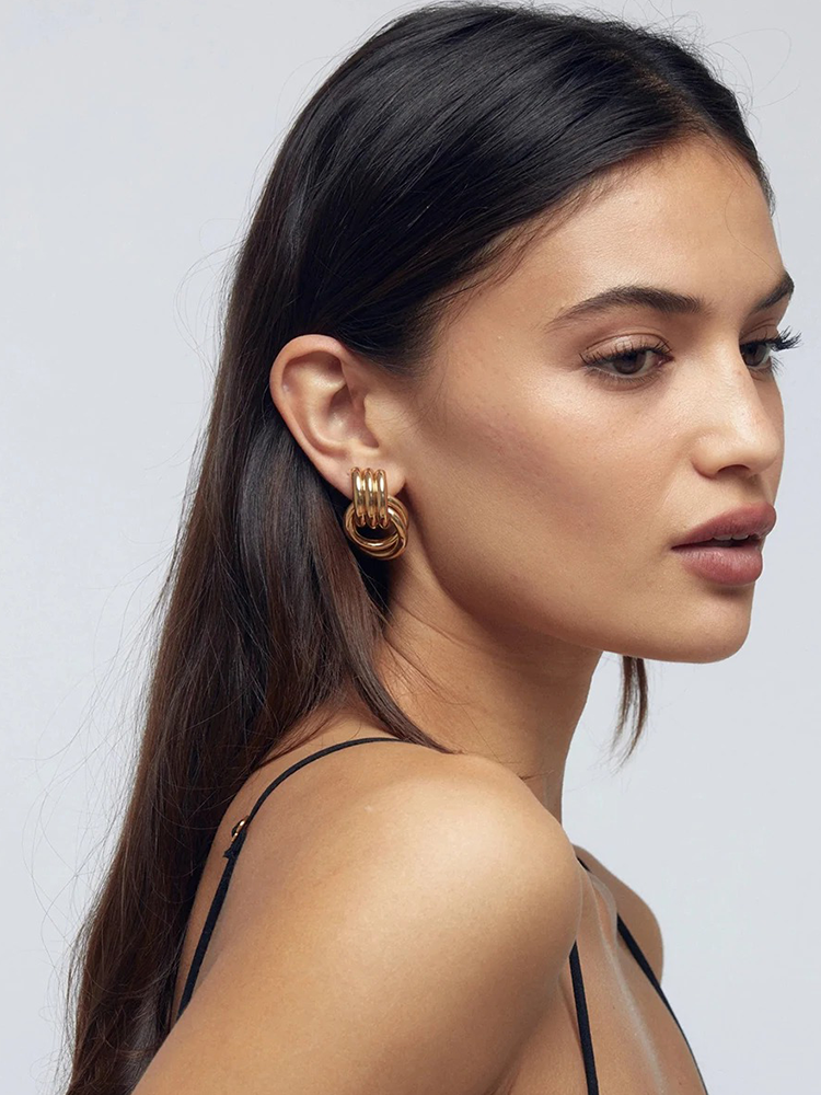 Virelle | Golden Twisted Statement Earrings - Set of 2