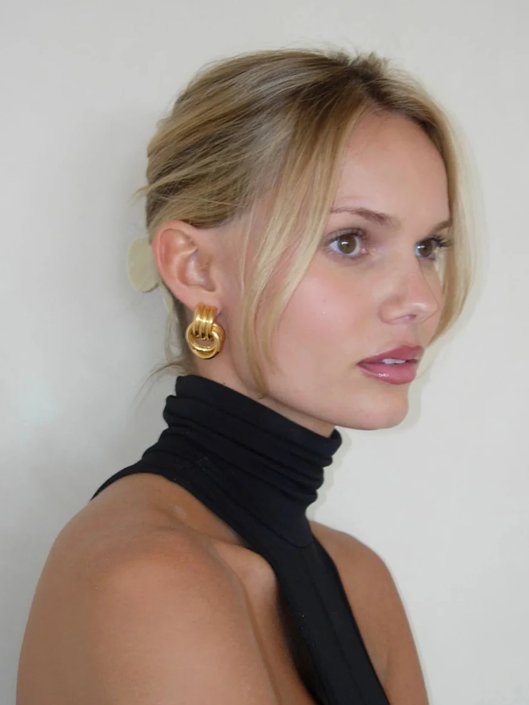 Virelle | Golden Twisted Statement Earrings - Set of 2