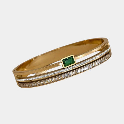 Virelle | Unisex Bracelet – Stainless Steel, Wide Cuff, Inlaid Details, 18K Gold Plating