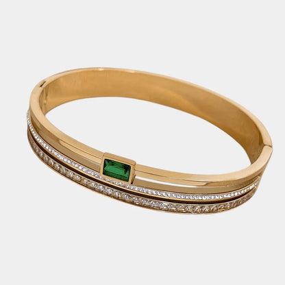 Virelle | Unisex Bracelet – Stainless Steel, Wide Cuff, Inlaid Details, 18K Gold Plating