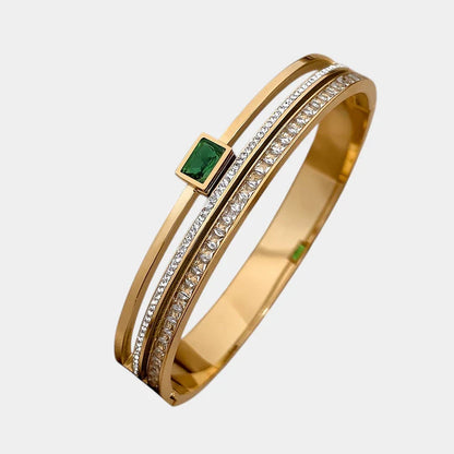 Virelle | Unisex Bracelet – Stainless Steel, Wide Cuff, Inlaid Details, 18K Gold Plating