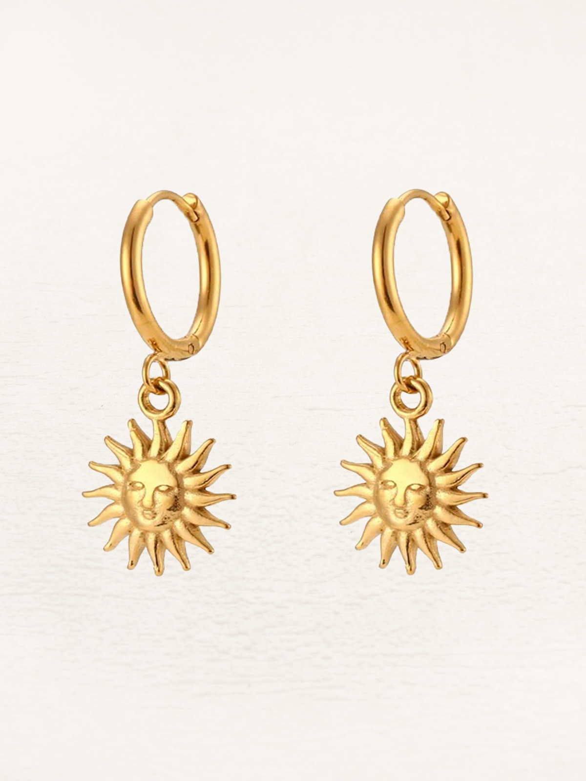Vivienne Huggie Hoop Sun Earrings Gold