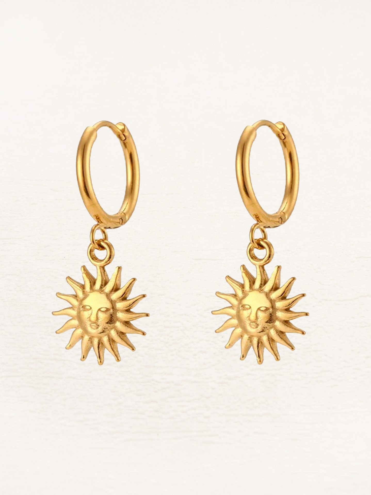 Vivienne Huggie Hoop Sun Earrings Gold