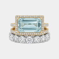 Virelle | Vintage Silver Ring Set With Turquoise Glass Rings (3 Rings)