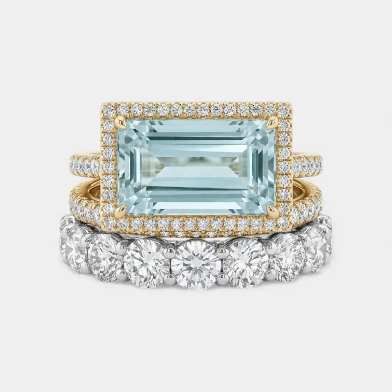 Virelle | Vintage Silver Ring Set With Turquoise Glass Rings (3 Rings)