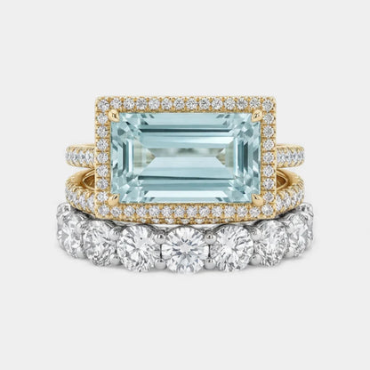 Virelle | Vintage Silver Ring Set With Turquoise Glass Rings (3 Rings)